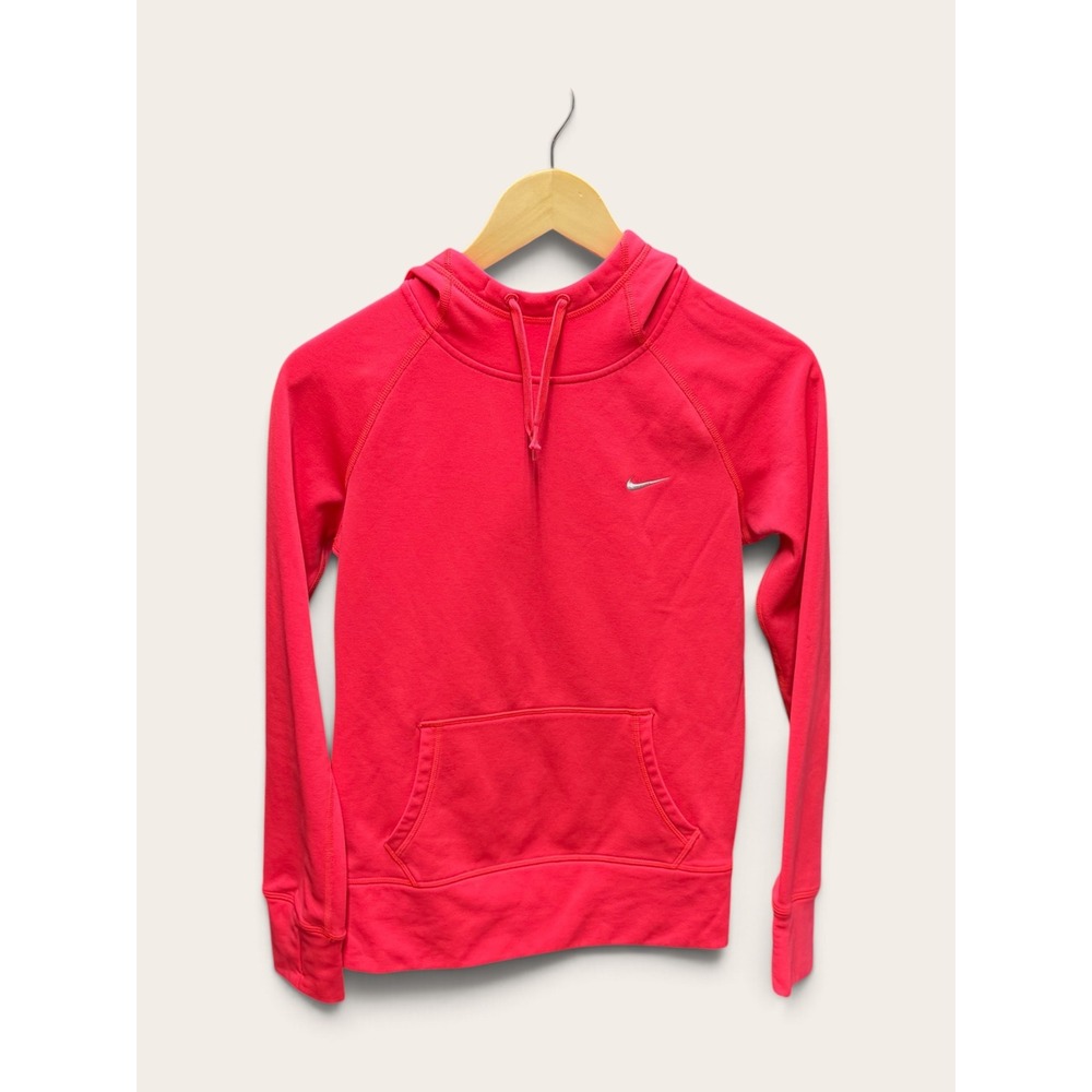 Nike Therma-FIT Pink Orange Stitching Hoodie Sweatshirt Women XS Thumbholes